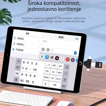 LI-TOP Z53 trofunkcijski OTG adapter od aluminijske legure za iPhone i Android, Type-C i USB 3.0 kompatibilan