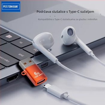 USB na Type-C OTG pretvornik, metalno kućište, 120W snage, 6G brzo punjenje