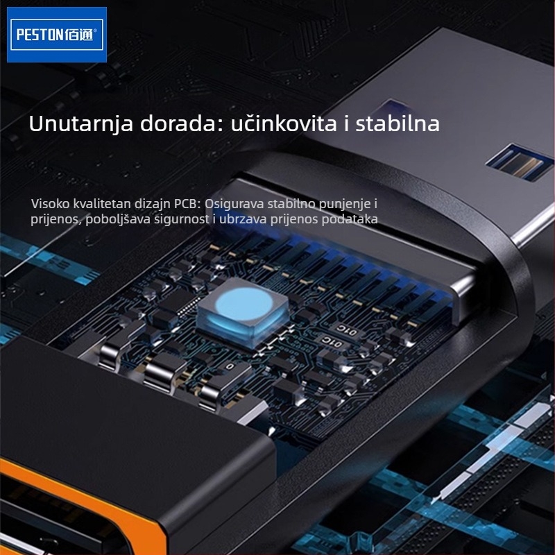 USB na Type-C OTG pretvornik, metalno kućište, 120W snage, 6G brzo punjenje