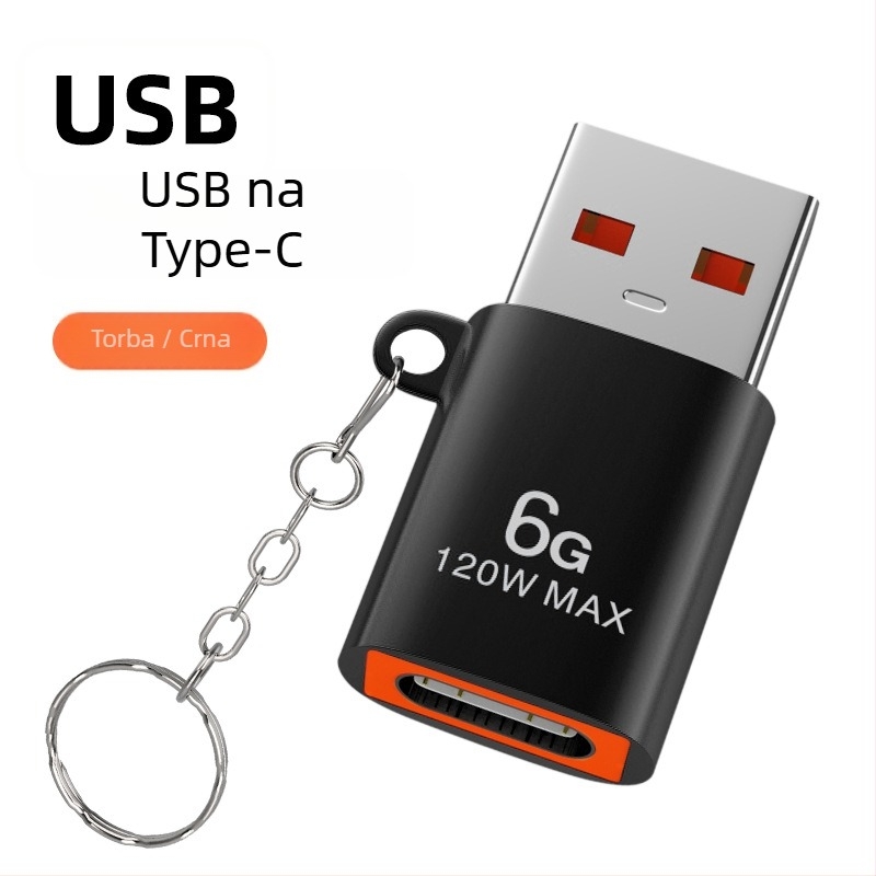 USB na Type-C OTG pretvornik, metalno kućište, 120W snage, 6G brzo punjenje
