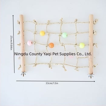 Igračka za papige s penjačkom mrežom od sisal vlakna i drvenih perli – akrilne perle; Marka Cool pug