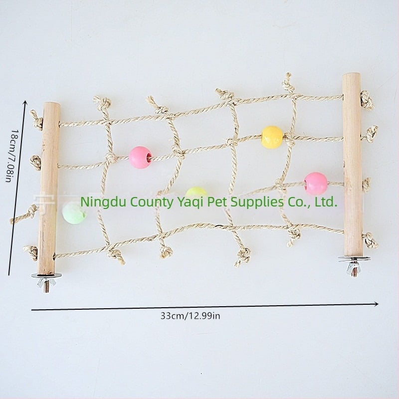 Igračka za papige s penjačkom mrežom od sisal vlakna i drvenih perli – akrilne perle; Marka Cool pug