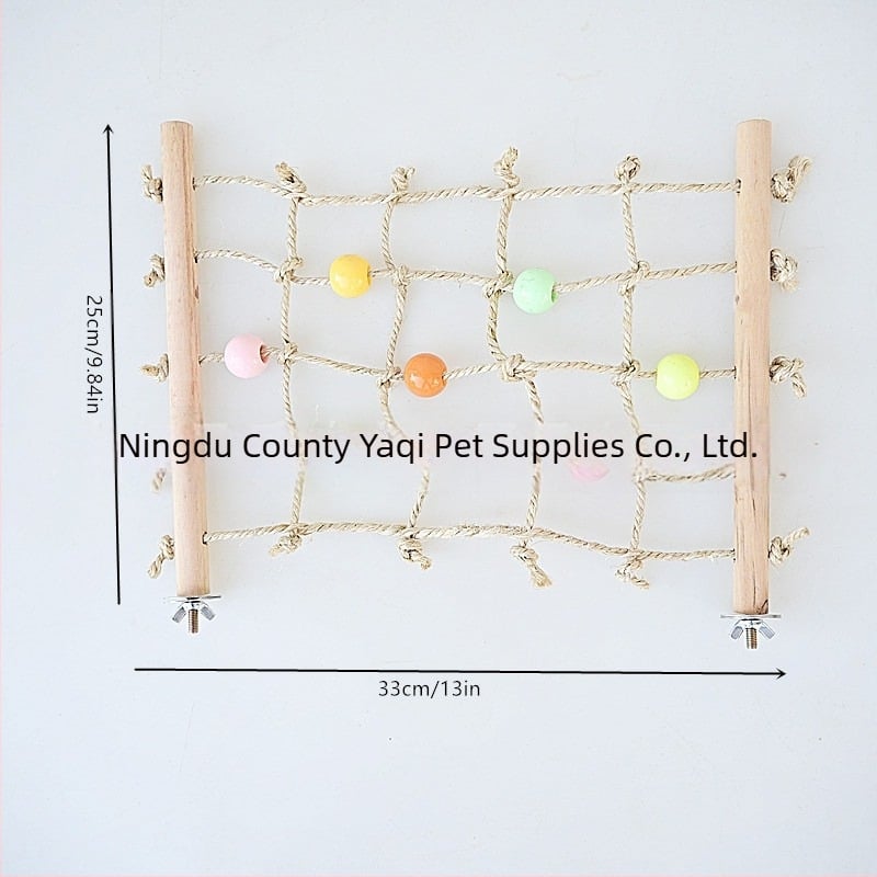 Igračka za papige s penjačkom mrežom od sisal vlakna i drvenih perli – akrilne perle; Marka Cool pug