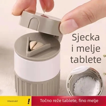 Višestruka kutija za tablete s mlincem, prijenosna, otporna na prašinu, s podjelama, materijal: PP plast, kapacitet 1 L