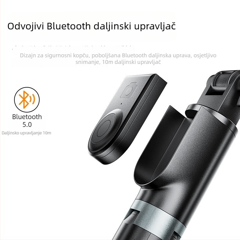 Selfie štapić za telefon, 360° rotacija, od nehrđajućeg čelika; bez daljinskog, bez Bluetootha, bez stabilizacije slike