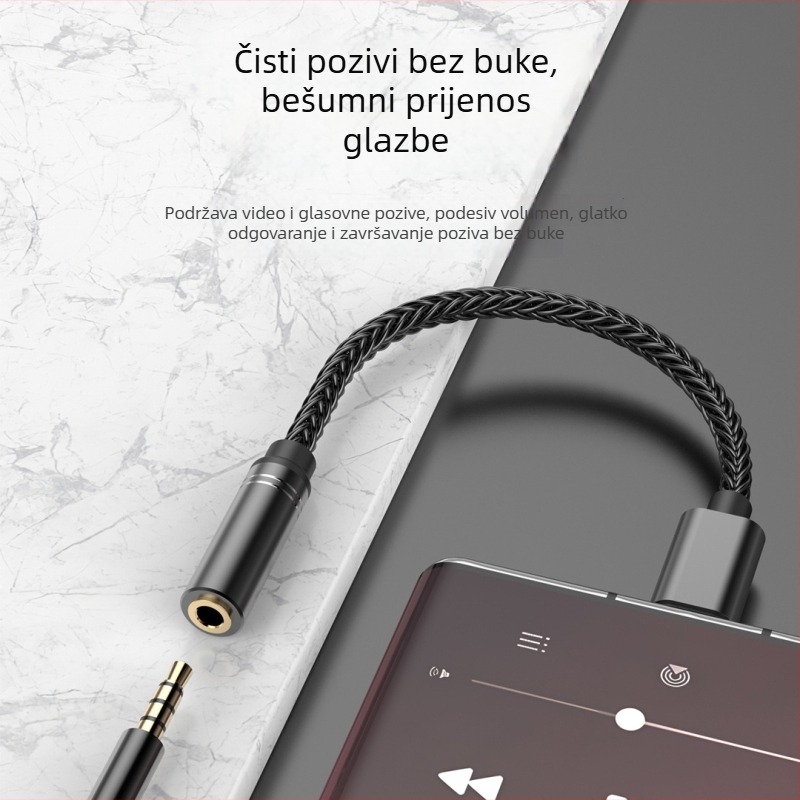 Type-C na 3,5 mm adapter s digitalnim dekodiranjem, srebrenim vodovima, potpuno kompatibilan s Huawei, Samsung, Xiaomi, Oppo i Vivo
