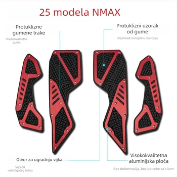 SHARK POWER NMAX155 Prednji pedal od aluminijske legure, brušeni završetak, gumene protuklizne i zaštitne podloške protiv pada
