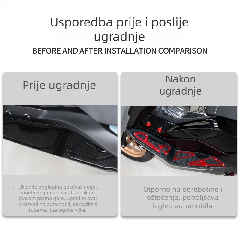 SHARK POWER NMAX155 Prednji pedal od aluminijske legure, brušeni završetak, gumene protuklizne i zaštitne podloške protiv pada