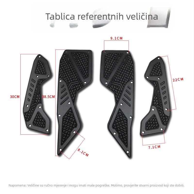 SHARK POWER NMAX155 Prednji pedal od aluminijske legure, brušeni završetak, gumene protuklizne i zaštitne podloške protiv pada