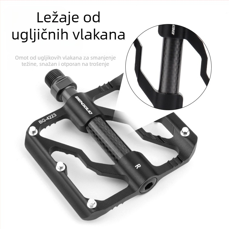 WOTI Bg-4223 Pedale s tri ležaje, karbonska cijev, za cestovne i planinske bicikle, tijelo od aluminijske legure