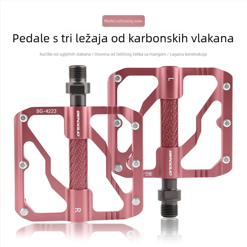 WOTI Bg-4223 Pedale s tri ležaje, karbonska cijev, za cestovne i planinske bicikle, tijelo od aluminijske legure