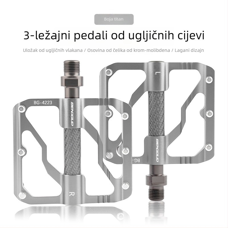 WOTI Bg-4223 Pedale s tri ležaje, karbonska cijev, za cestovne i planinske bicikle, tijelo od aluminijske legure