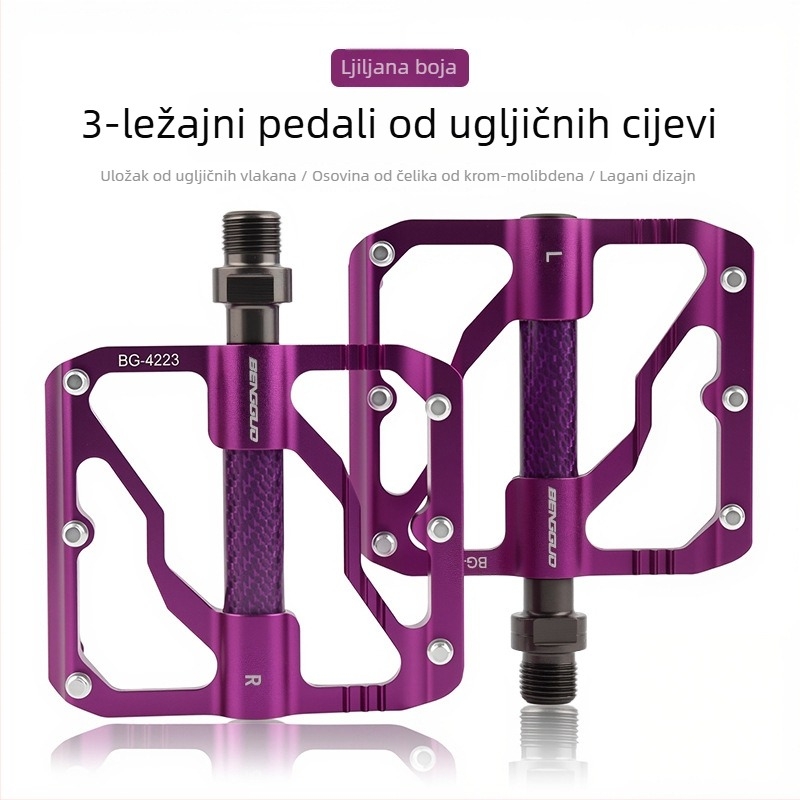 WOTI Bg-4223 Pedale s tri ležaje, karbonska cijev, za cestovne i planinske bicikle, tijelo od aluminijske legure
