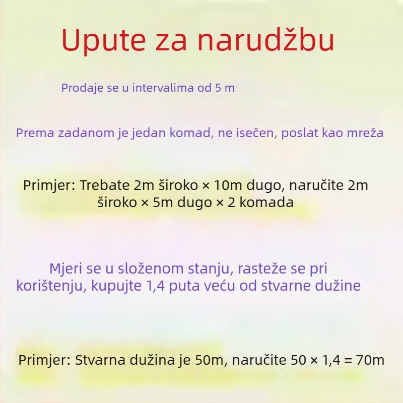 Poliester mreža protiv ptica za staklenike, ribnjake, voćnjake i poljoprivredno zemljište – zaštitna mreža za pokrivanje