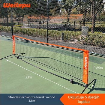 Dječja prijenosna standardna tenis mreža s okvirom, sklopiva za vanjsku obuku — Odea/Oudier, polipropilen, proizvodni kod 008, tenis