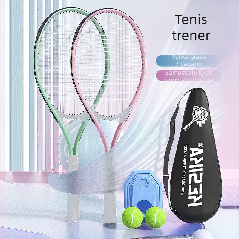 Trening raketa za tenis s aluminijskim okvirom, težina 95–100 g, horizontalno gađanje, pogodna za početnike; za stolni tenis i tenis s perjem