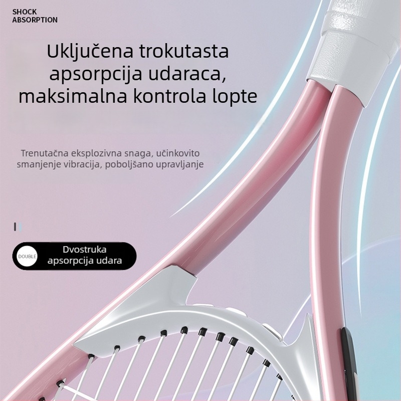 Trening raketa za tenis s aluminijskim okvirom, težina 95–100 g, horizontalno gađanje, pogodna za početnike; za stolni tenis i tenis s perjem