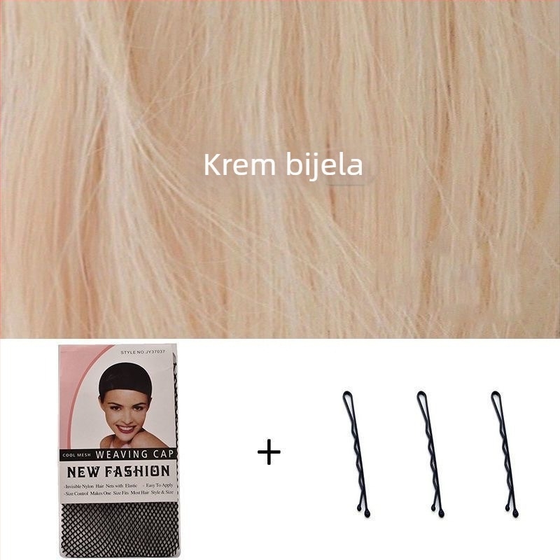 Perika: duga kosa s kovrčama i qi bangs, vlakno otporno na toplinu, mehanička izrada, potpuno prekrivanje glave, model 131