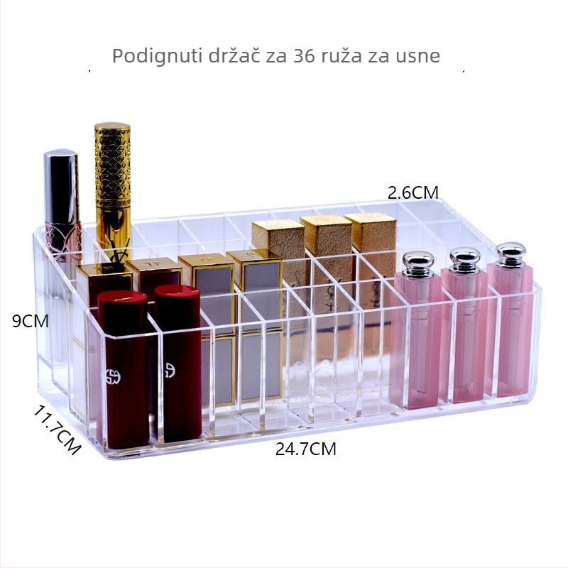Kutija za pohranu kozmetike za stol s pretincima, zaštita od prašine, PS plastika, preklopni poklopac, kapacitet 1 L