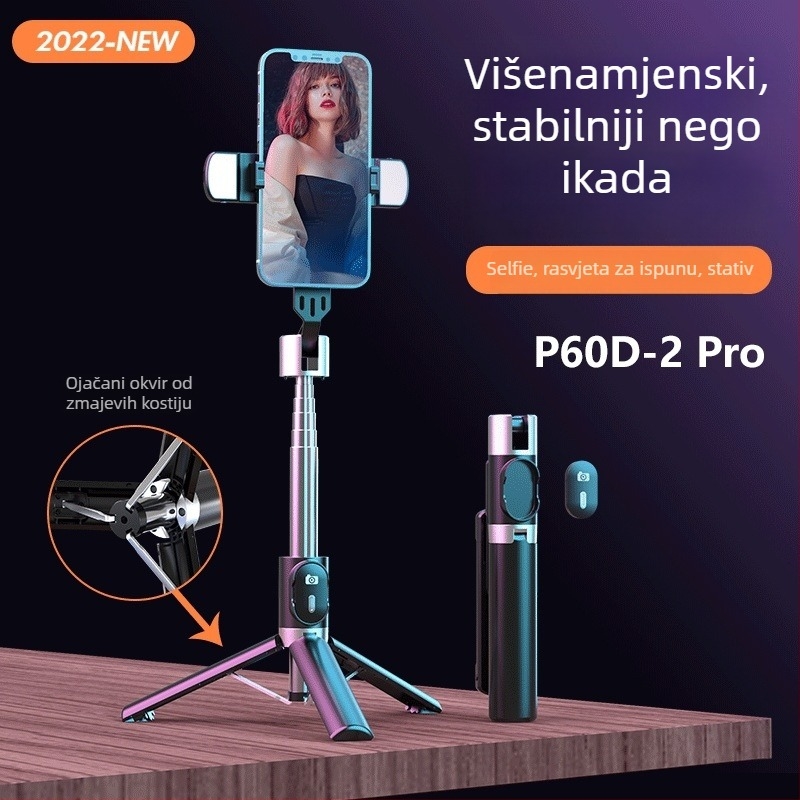Selfie stick s Bluetoothom za mobilne telefone – P60 Pro, ABS + nehrđajući čelik, univerzalna kompatibilnost s pametnim telefonima