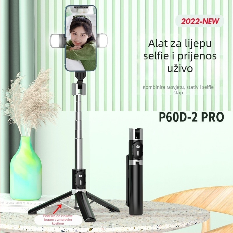 Selfie stick s Bluetoothom za mobilne telefone – P60 Pro, ABS + nehrđajući čelik, univerzalna kompatibilnost s pametnim telefonima