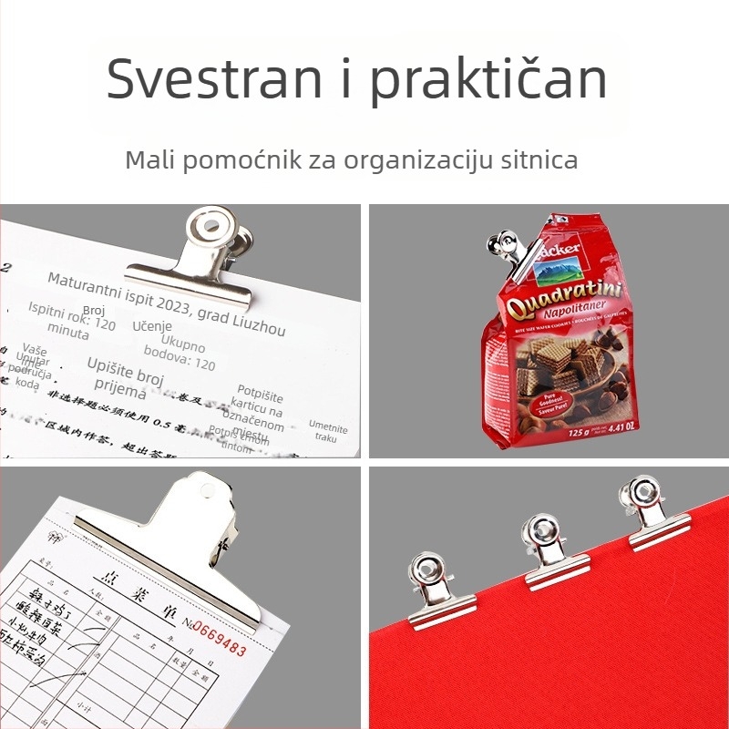 Uredski klip od nehrđajućeg čelika, klip u obliku planine i okruglih čeljusti, metalni klip za dokumente