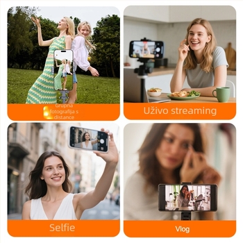 Selfie zaslon — ABS+Silikon+ magnetsko usisavanje; Bluetooth; Kompatibilno s iOS 9.0+ / Android 2.0+ / HarmonyOS 3.0+ / MagicOS; Ispis vlastitog logotipa