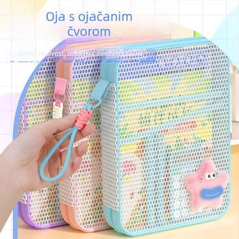 New Year mrežasta torbica za dokumente sa zatvaračem, dizajn crtić, za školske i uredske potrepštine