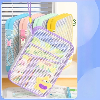 New Year mrežasta torbica za dokumente sa zatvaračem, dizajn crtić, za školske i uredske potrepštine