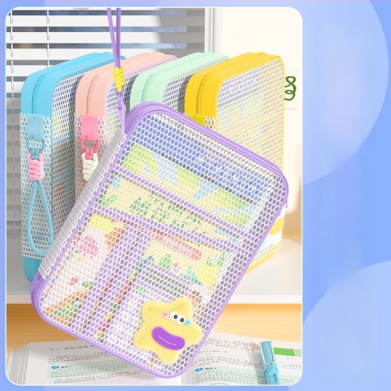 New Year mrežasta torbica za dokumente sa zatvaračem, dizajn crtić, za školske i uredske potrepštine