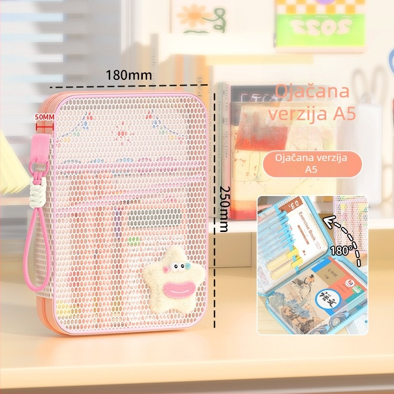 New Year mrežasta torbica za dokumente sa zatvaračem, dizajn crtić, za školske i uredske potrepštine