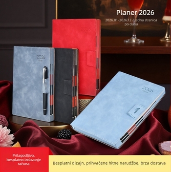 Bilježnica Gold School – PU omot, šivanje koncem, Dowling papir, 80 g/m², 300–400 stranica, 365-dnevni planer