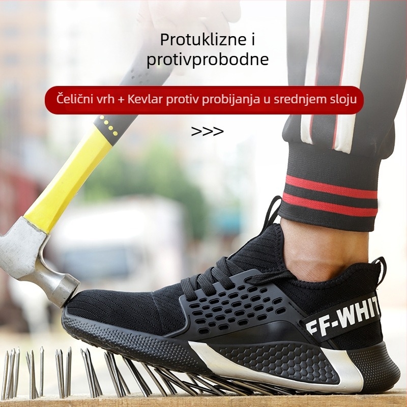 Muške radne zaštitne cipele – otpornost na lomljenje i probijanje, čelični vrh, niski gornji dio, prozračni pleteni gornji dio, lagane i izdržljive