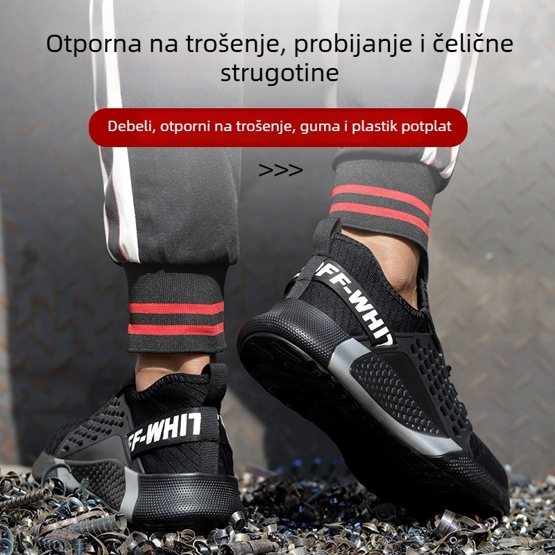 Muške radne zaštitne cipele – otpornost na lomljenje i probijanje, čelični vrh, niski gornji dio, prozračni pleteni gornji dio, lagane i izdržljive