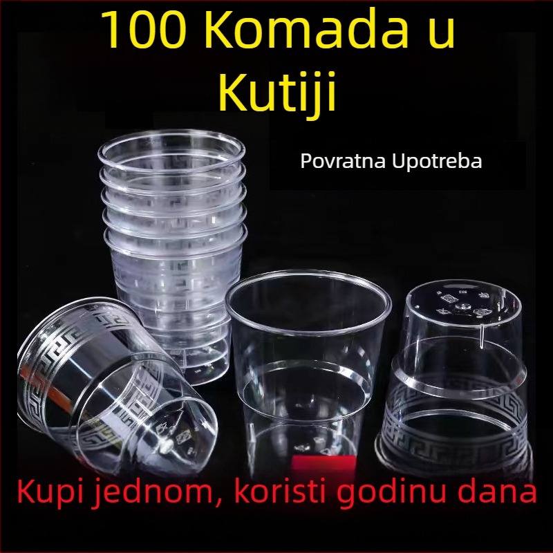Jednokratna prozirna plastična čaša, prehrambene kvalitete, čvrsta, kristalno prozirna, za pivo i čaj