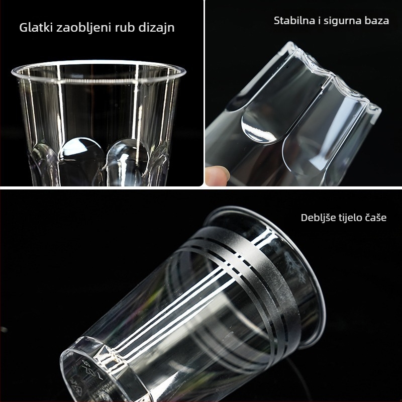 Jednokratna prozirna plastična čaša, prehrambene kvalitete, čvrsta, kristalno prozirna, za pivo i čaj