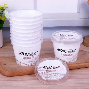 Jednokratne PP plastične čaše za jogurt, sa sitotiskom, s poklopom, mogućnost tiskanja loga, Stilovi 1-4