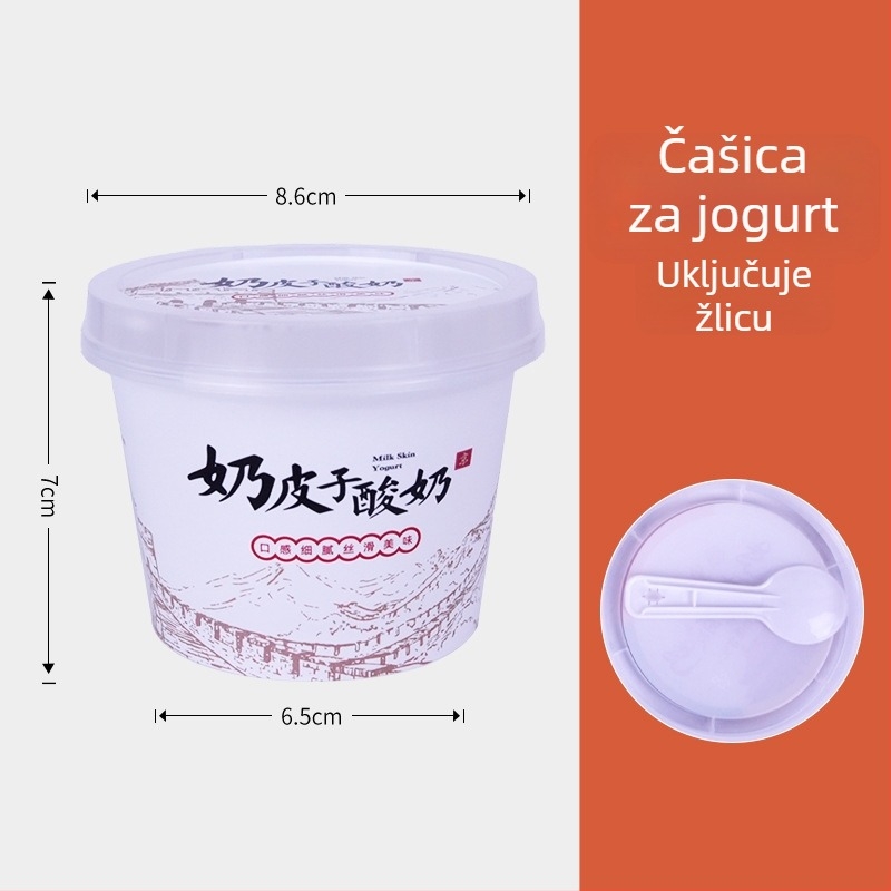 Jednokratne PP plastične čaše za jogurt, sa sitotiskom, s poklopom, mogućnost tiskanja loga, Stilovi 1-4