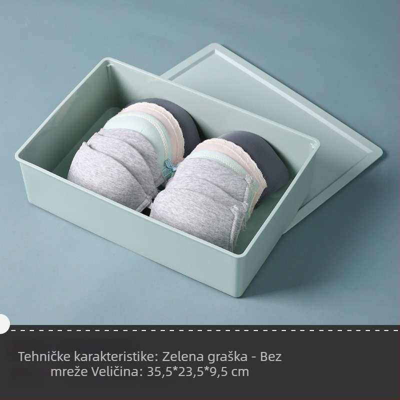 Kutija za skladištenje donjeg rublja od PP plastike, s poklopcem i pregradama, otporna na prašinu, za donje rublje, čarape i grudnjake (Modeli 0666–0669)