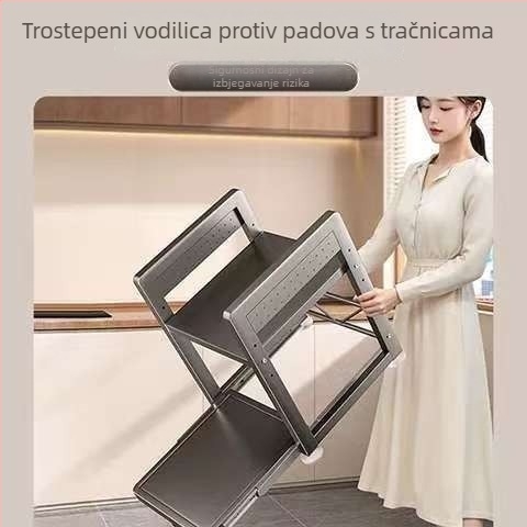 Izvlačna kuhinjska polica za mikrovalnu pećnicu, višenamjenska metalna konstrukcija, nordijski stil, pravokutni dizajn, šifra A-6031