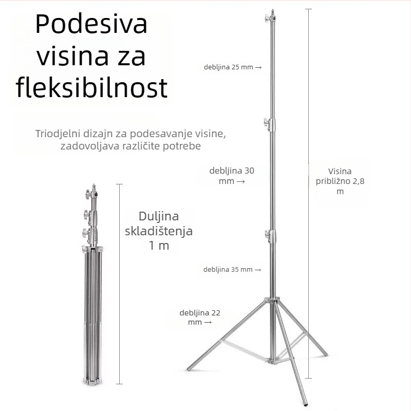 Foto-stativ za rasvjetu – nehrđajući čelik, univerzalno, bez daljinskog upravljača