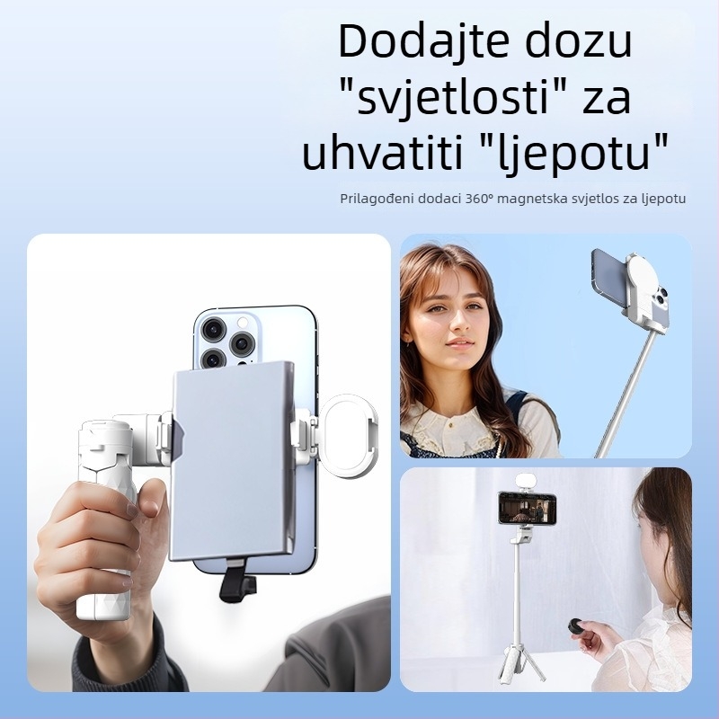 Mini magnetski selfie štap s Bluetooth daljinskim upravljanjem, teleskopska držač za telefon, MagSafe-kompatibilna drška, stabilizacija protiv podrhtavanja, ABS + aluminijska legura