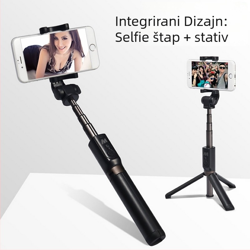 Bluetooth selfie štapić s tronožnim stativom WS-SQB645B – aluminijska legura, daljinsko upravljanje, universalni stil, mogućnost prilagodbe