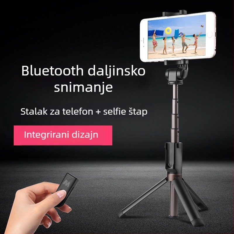 Bluetooth selfie štapić s tronožnim stativom WS-SQB645B – aluminijska legura, daljinsko upravljanje, universalni stil, mogućnost prilagodbe