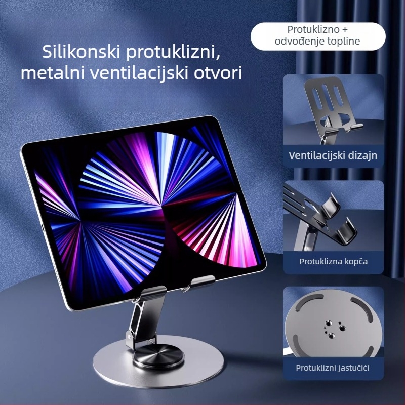 Okrećući nosač za mobitel s klipsom, za noćni ormarić i stol, univerzalni stalak za tablete i mobitele, protiv drhtanja