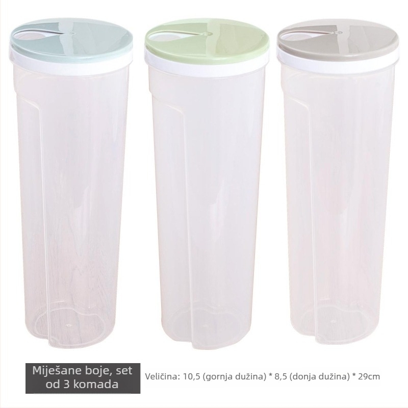 Kutija za pohranu tjestenine, prozirna, zatvara se, plastična, cilindrična, zapremina 301–500 ml, paket 10 kom.