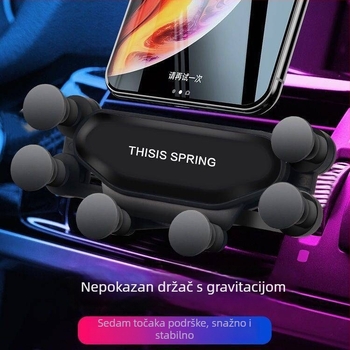 Automobilski držač za telefon sa sedmeročlanom podrškom i pričvršćivanjem na otvor za ventilaciju – za ploču/navigaciju, plastika, jednostavan dizajn