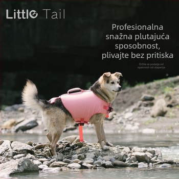 Psi plivački prsluk – poliester, crtani stil, prevencija utapanja, odjeća za kućne ljubimce
