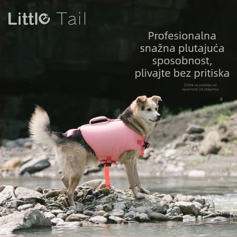 Psi plivački prsluk – poliester, crtani stil, prevencija utapanja, odjeća za kućne ljubimce