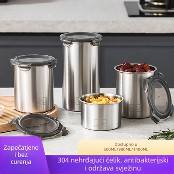Nehrđajući čelik – posuda za zrna kave sa poklopcem, prehrambena, okruglog oblika, zapremina 800–1000 ml